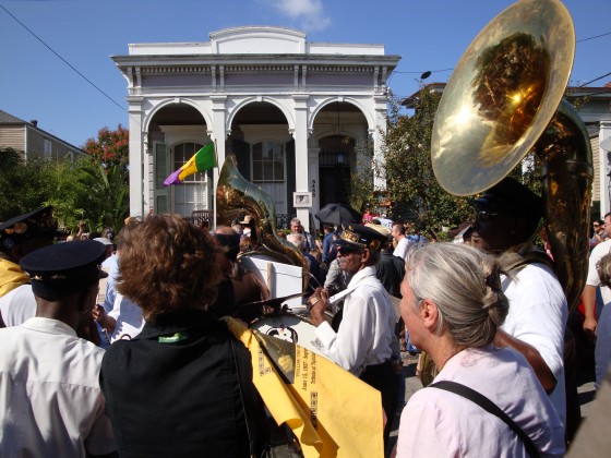 photo of crowd in front of Michael P. Smith's house