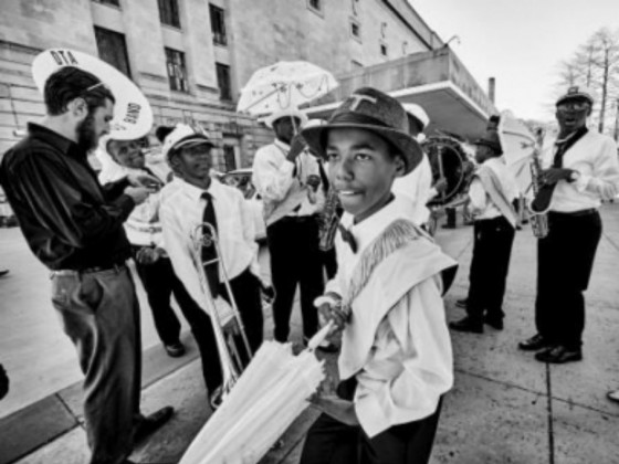 The students of Dolores T. Aaron Middle School preparing to perform at the 2016 Class Got Brass [Photo by Eli Mergel]
