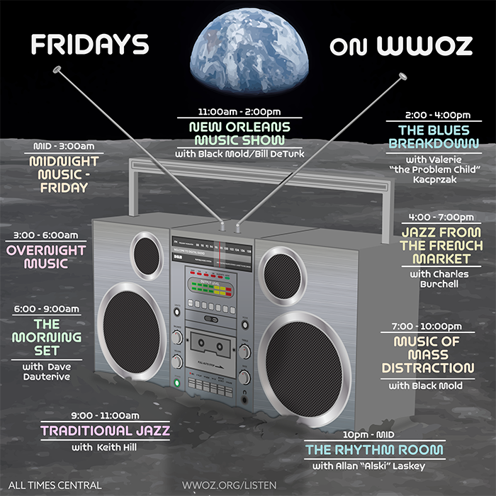 Daily Program Schedule Graphics WWOZ New Orleans 90.7 FM