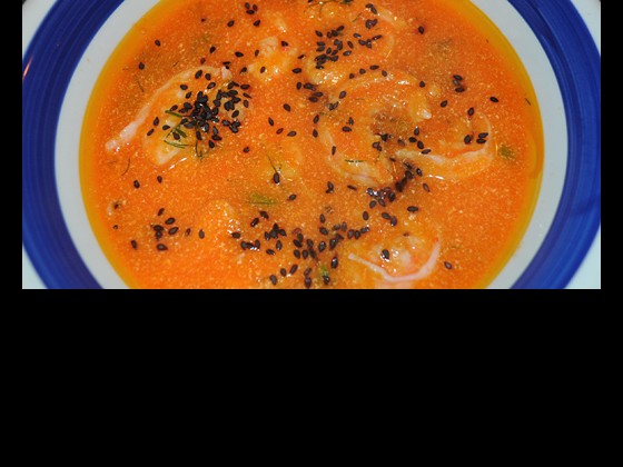 Carrot Ginger Coconut Shrimp Soup