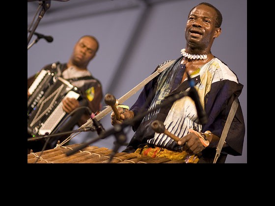 Sunpie Barnes (left) and Seguenon Kone of Ensemble Fatien (photo by Derek Bridges)