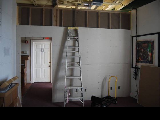 photo of ladder next to drywall in-progress