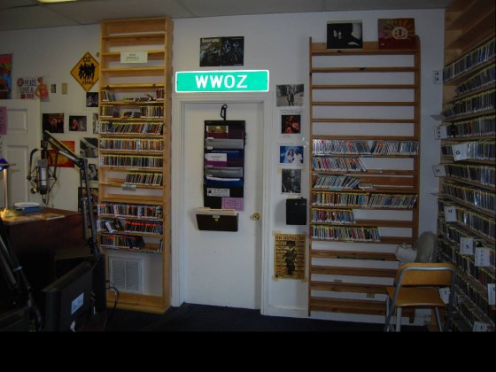 photo of studio shelves with CDs
