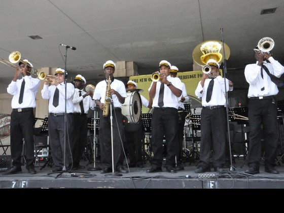 Da Wright Way Brass Band onstage at Treme Creole Gumbo Fest 2013 [Photo by Staff
