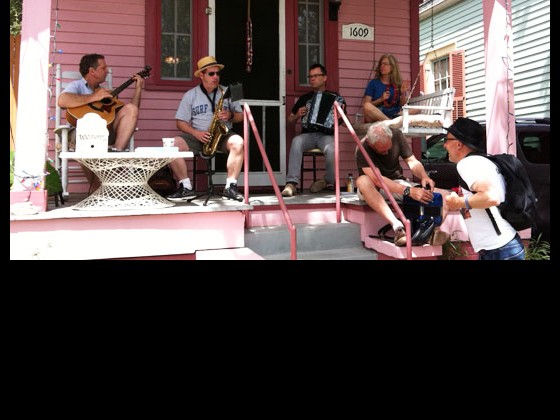 The Wild Anacostias front porch band on N. Lopez.