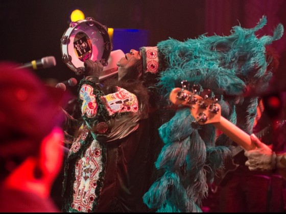 Big Chief Monk Boudreaux during the Busted on Bourbon Street concert at the Metro in Chicago [Photo by Marc PoKempner]