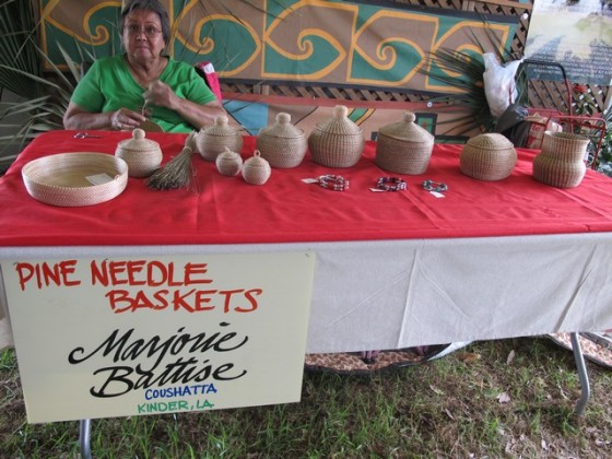 Traditional Native American pine needle baskets from Marjorie Battise of Kinder, LA in 2011 [Photo: Briana Prevost]