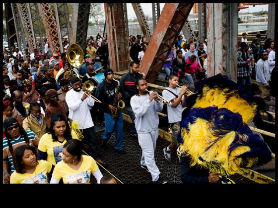 Stooges 'crossing the canal' with the CTC Steppers in 2012 [Photo by Ryan Hodgson-Rigsbee]