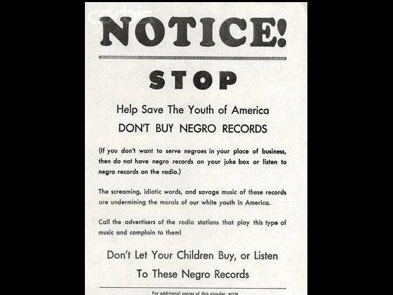 Poster asking people to not buy or listen to negro records from New Orleans post-Klan group - White Citizens Counsel