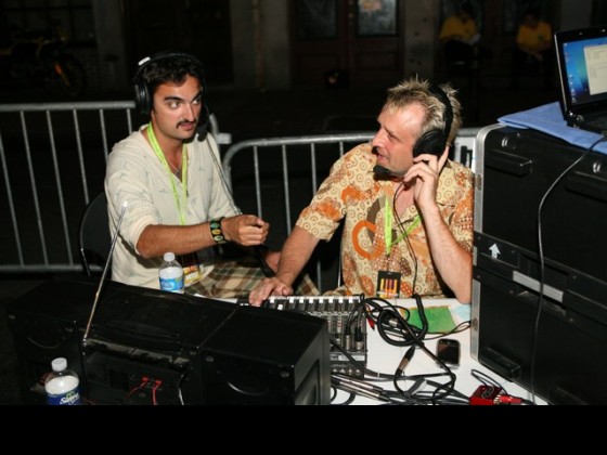 Show hosts Dimitri and George Ingmire broadcasting live from Piano Night 2011 [Photo: Jef Jaisun]