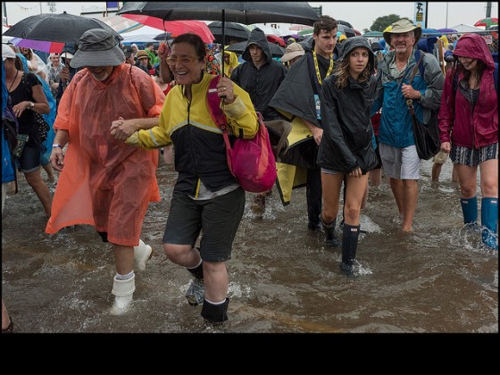 Crowd makes their way to the exits after Jazz Fest closes early on Day 6 [Photo by Ryan Hodgson-Rigsbee]