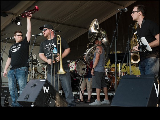 Pocket Aces Brass Band, our last live broadcast from Day 2 [Photo by Ryan Hodgson-Rigsbee]