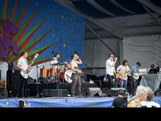 The Lost Bayou Ramblers featuring Spider Stacy at Jazz Fest 2016 Day 4 [Photo by Kate Gegenheimer]