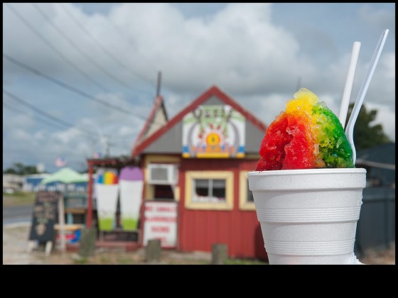 A rainbow Sno-Ball from Oasis Snoball Stand at the end of August [Photo by Ryan Hodgson-Rigsbee, rhrphoto.com]