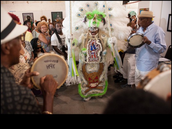 Creole Wild West Wild Man at Mardi Gras Indian Hall of Fame at the Ashe Cultural Arts Center, August 9, 2015 [Photo by Ryan Hodgson-Rigsbee, rhrphoto.com]