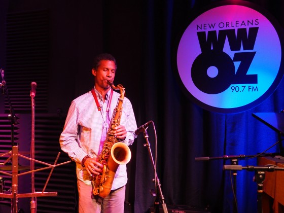 Mark Turner at WWOZ [Photo by Michele Goldfarb]