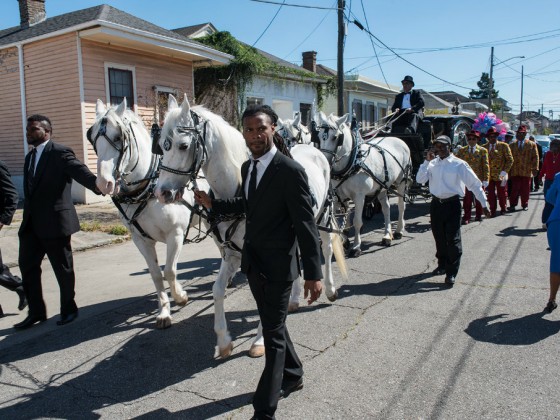 Funeral second line for Edwin Harrison on October 21, 2016 in Treme [Photo by Ryan Hodgson-Rigsbee]
