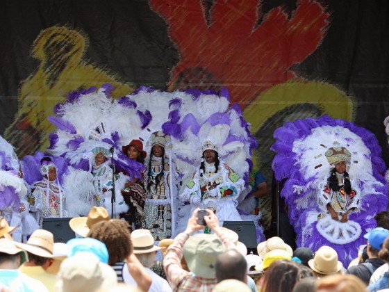 Creole Wild West onstage at Jazz Fest [Photo by Bill Sasser]