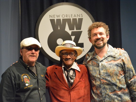 Wacko Wade, Little Freddie King, and WWOZ's Andrew Grafe [Photo by Kichea S. Burt]