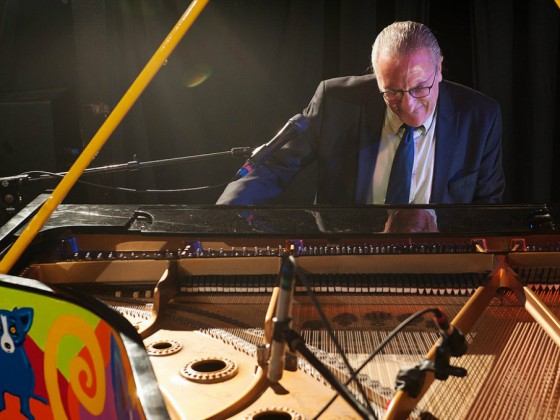 Joe Krown on the 'Blue Dog' piano at Piano Night 2015 [Photo by Ryan Hodgson-Rigsbee]
