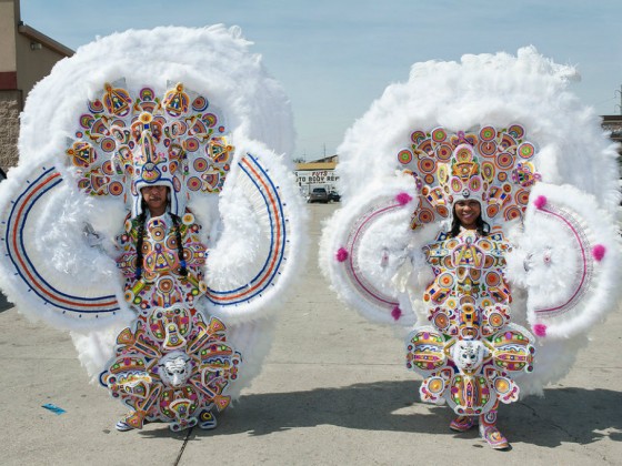 Monogram Hunters Big Chief Pie and Big Queen Denice at Super Sunday 2015 [Photo by Ryan Hodgson-Rigsbee]