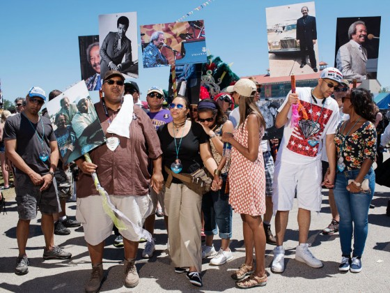 Jazz Funeral for Allen Toussaint with Single Ladies Single Men and Nine Times Social Aid and Pleasure Clubs during day two of Jazz Fest 2016 [Photo by Ryan Hodgson-Rigsbee]