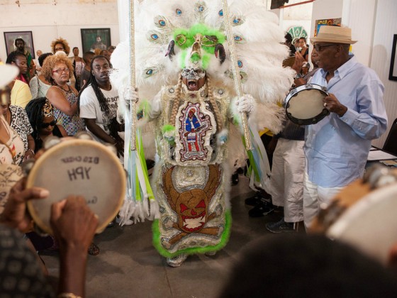 Creole Wild West Wild Man at Mardi Gras Indian Hall of Fame at the Ashe Cultural Arts Center in New Orleans, summer 2015 [Photo by Ryan Hodgson-Rigsbee]