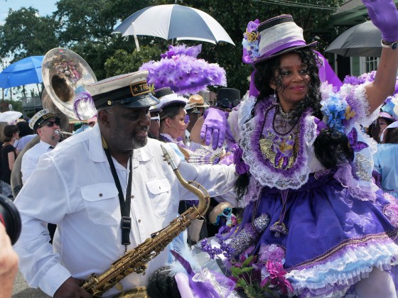 Treme Brass Band and Treme Million Dollar Baby Dolls at Satchmo Summer Fest 2019 [Photo by Louis Crispino]