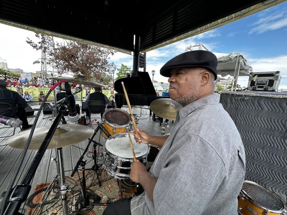 Joe Lastie at French Quarter Fest 2023 [Photo by Marc PoKempner]