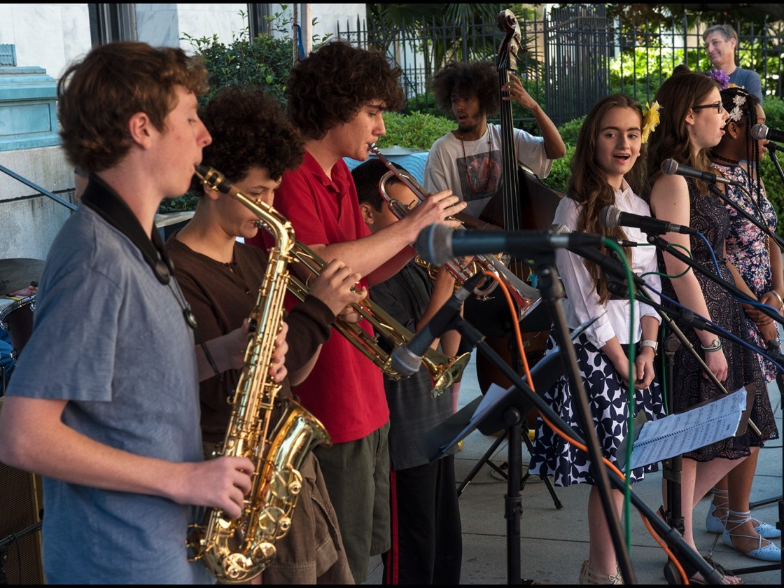 Heritage School of Music students performing at French Quarter Fest 2017 [Photo by Ryan Hodgson-Rigsbee]