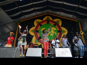 Big Freedia joins Soul Rebels onstage at Jazz Fest 2014 [Photo by Leon Morris]