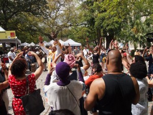 African dance circle with Chuck Davis  at Congo Square New World Rhythms Festiva
