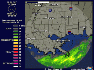 Weather radar showing clear skys over Louisiana