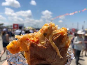 Crawfish bread at Jazz Fest