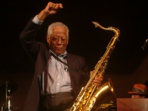 Herb Hardesty at WWOZ's Piano Night in 2003 [Photo by Leon Morris]