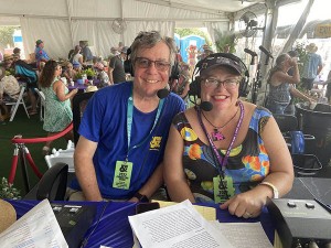 Michael Longfield and Elizabeth Meneray on the air at Jazz Fest