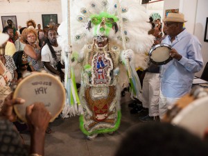Creole Wild West Wild Man at a Mardi Gras Indian Hall of Fame event at Ashe in 2015 [Photo by Ryan Hodgson-Rigsbee]