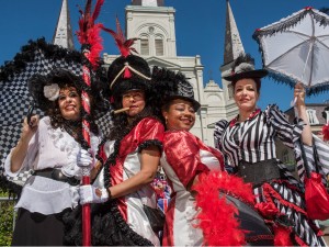 Black Storyville Baby Dolls at French Quarter Fest [Photo by Ryan Hodgson-Rigsbee]