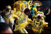Fi-Yi-Yi and the Mandingo Warriors dancing in the streets on Saint Joseph's Night 2013 [Photo by Ryan Hodgson-Rigsbee]
