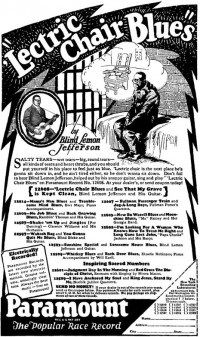 Paramount advertisement for Blind Lemon Jefferson's ''Lectric Chair Blues'